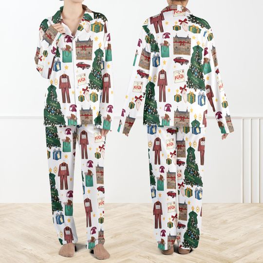 Discover Plaza Christmas New York Pajama Set For Women And Kids, NYC Holiday Sleepwear, Festive Winter Outfit, Cozy Christmas Loungewear