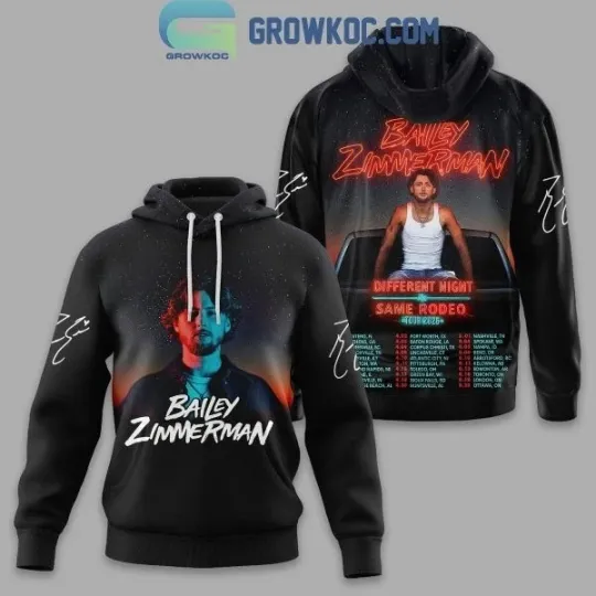 Discover Bailey Zimmerman Different Night Same Rodeo Tour 2026 Hoodie