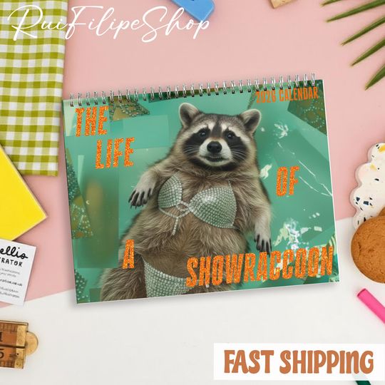 Discover The Life Of A Raccoon Calendar 2026, Raccoon Meme Calendar, Raccoon Lovers Gift, Friends and Office Decor