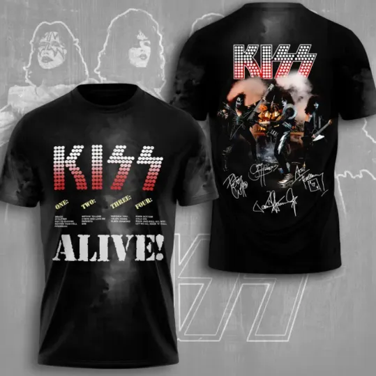 Kiss Band Signatures 3D All Over Printed T-Shirt