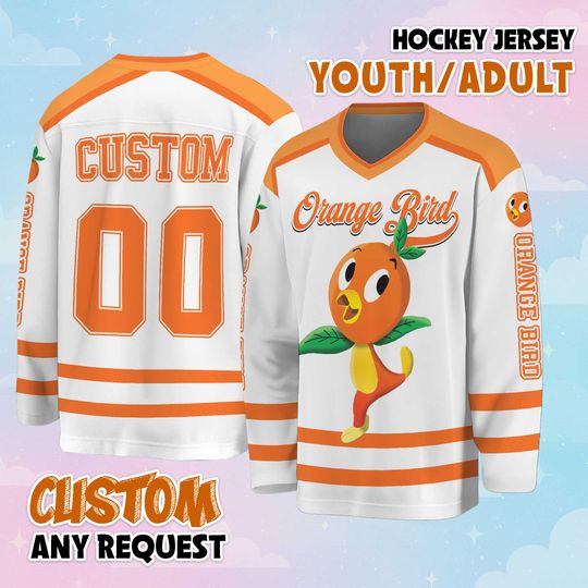 Discover Custom Orange Bird Hockey Jersey, Funny Summer Bird Epcot Park, Matching Family Disney Hockey