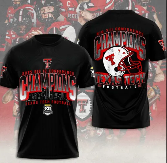 Discover Texas Tec-H Red Raider1 Football 3D T-Shirt Fullsize