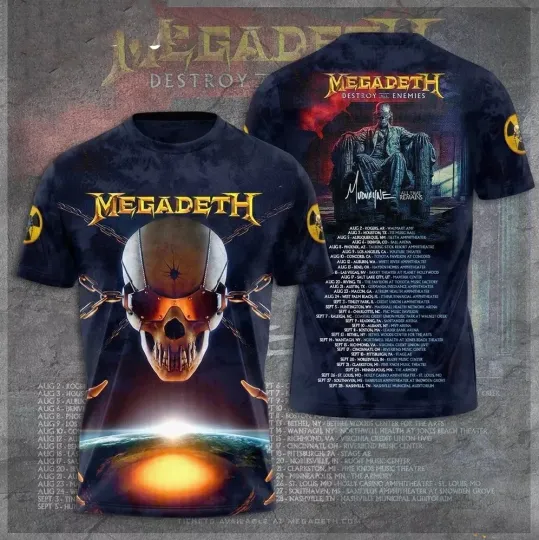Discover Destroy All Enemies Tour Megadeth Band AOP 3D T-Shirt