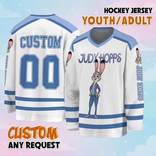 Discover Custom Judy Hopps Hockey Jersey, Personalized Zootopia 2 Hockey Shirt, Matching Family Disney Hockey