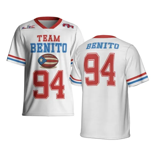 White Benito 94 Puerto Rico Mesh Football Jersey , Retro Jersey (Benito #94)