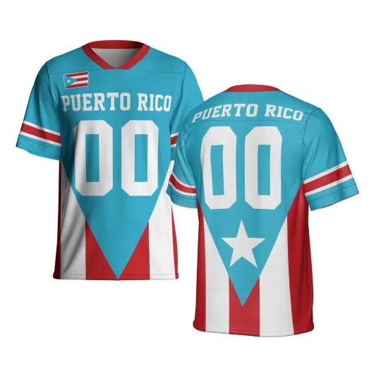 Personalized Puerto Rico Mesh Football Jersey Blue