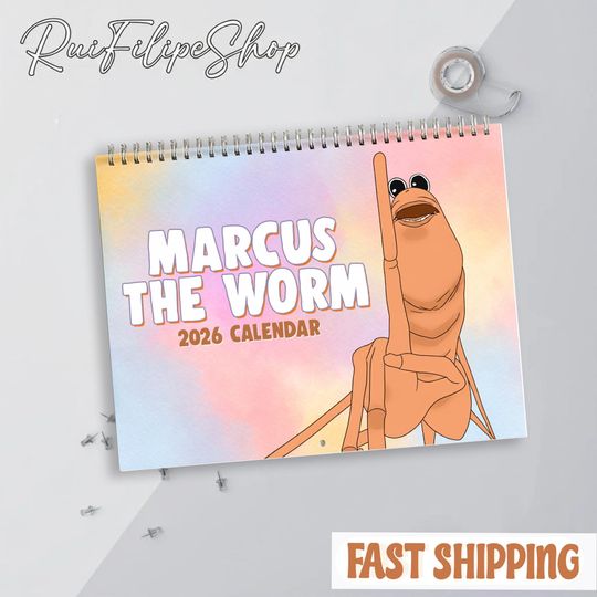 Discover Marcus the Worm 2026 Wall Calendar, Robert Help Calendar, VR Chat Funny Meme, Funny Holiday Planner Calendar 2026 Lover, Christmas Gifft