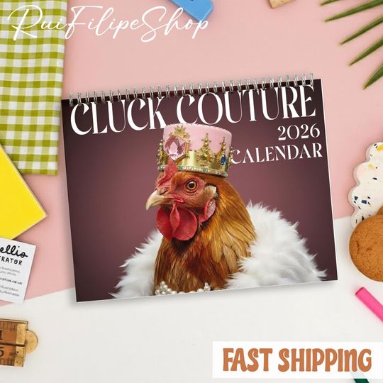 Discover Cluck Couture Funny Chicken Wall Calendar 2026, Hen Farmer Gifts, Friends and Office Decor