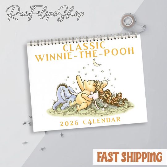 Discover Winnie the Pooh Wall Calendar, Disney Calendar 2026, Classic Pooh Bear Calendar, Vintage Pooh Calendar, Cute Winnie The Pooh Fan Gift