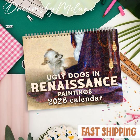 Discover Funny Ugly Dog Calendar 2026, Funny Aesthetic Wall Calendar, Dog Meme Calendar, Friends and Office Decor