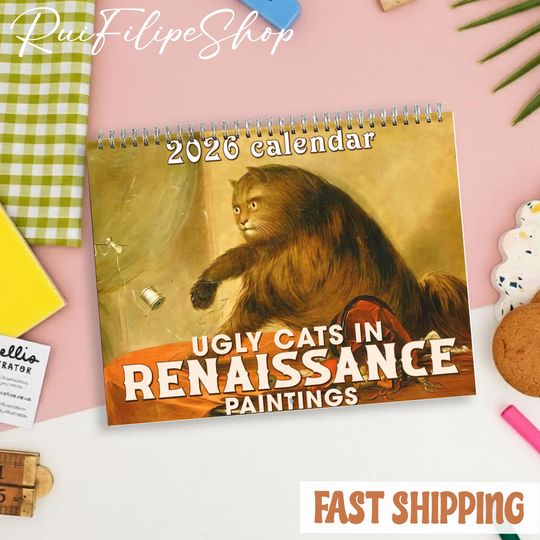 Funny Ugly Cat Calendar 2026, Funny Aesthetic Wall Calendar, Ugly Cat Meme Calendar, Cat Lovers Gift, Friends and Office Decor