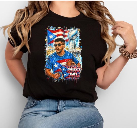 Discover Super Bowl Halftime Show Shirt, Puerto Rico Benito Bowl T-shirt, Bad Bunny Football Tee