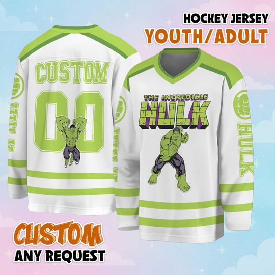 Discover Custom Hulk Hockey Jersey, Personalized The Avengers Hockey Shirt, Marvel Hulk Birthday Gift, The Avengers Baseball Fan