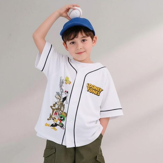 Personalize Looney Tunes Characters White Baseball Jersey, Custom Baseball Team Outfit, Gift for Space Jamz Fans, Tune Squad Jersey, Family Jersey