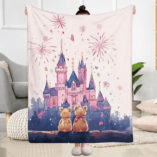 Discover Disney Magical Castle Baby Blanket, Custom Name Pastel Disney Blanket, Disney Nursery Throw, Happiness Place on Earth