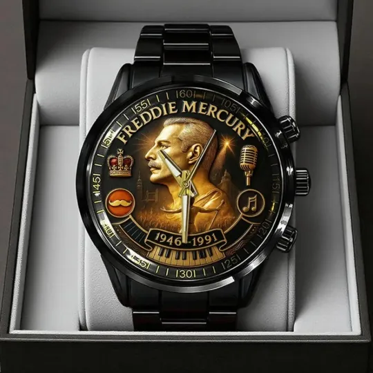 Discover Freddie Mercury Black Stainless Steel Band Watch 1946-1991