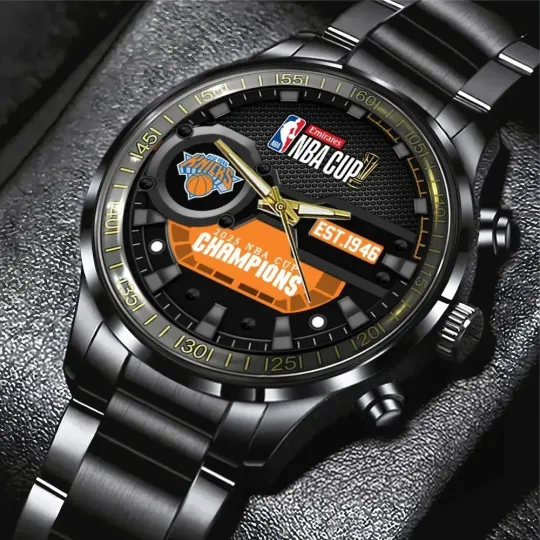 Discover NY Knicks 2025 NBA Cup Champions Black Stainless Steel Watch