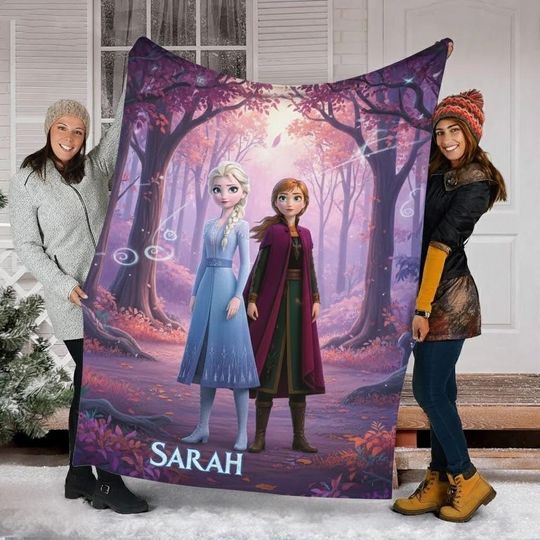 Discover Personalized Disney Frozen Blanket, Custom Name Disney Blanket, Princess Elsa Blanket, Disney Birthday Girl Gift, Kids Disney Blanket