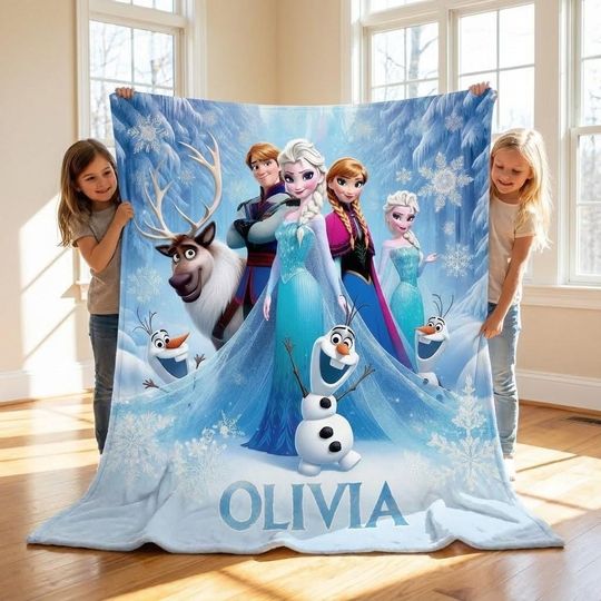 Discover Custom Name Frozen Fleece Blanket, Elsa Blanket, Frozen Blanket, Frozen Movie Blanket, Elsa Olaf Anna