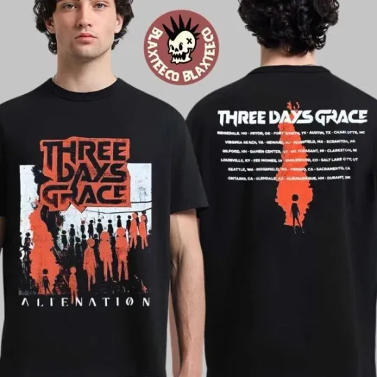 Discover Three Days Grace 2025 Alienation Tour T-Shirt