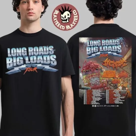 Discover Archspire Long Roads Big Loads Tour 2026 Double Sided T-Shirt North America Schedule