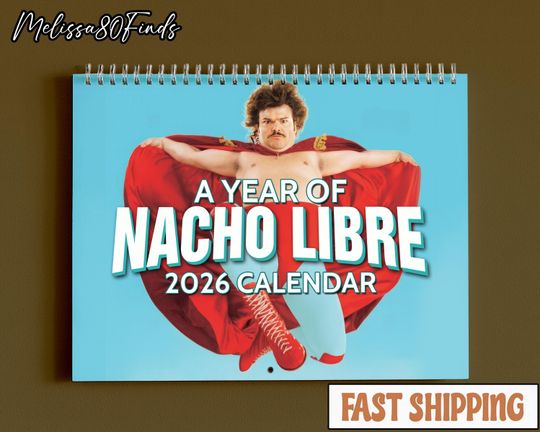 Discover Nacho Libre 2026 Wall Calendar Funny Movie Wall Calendar 2026 Funny Memes In Movie Graphic Calendar, Planner, Home Decorating