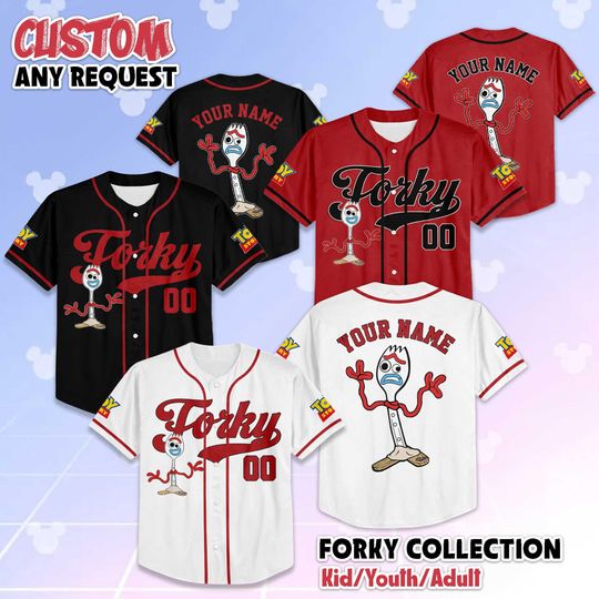 Discover Custom Forky Baseball Jersey, Disney Toy Story Baseball Shirt, Matching Disney Trip Outfit, Disney Birthday Gift