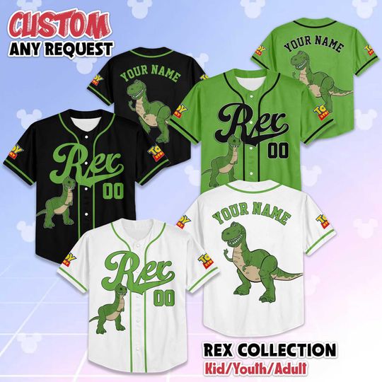 Discover Custom Rex Baseball Jersey, Disney Toy Story Rex Baseball Shirt, Matching Disney Trip Outfit, Rex Birthday Gift