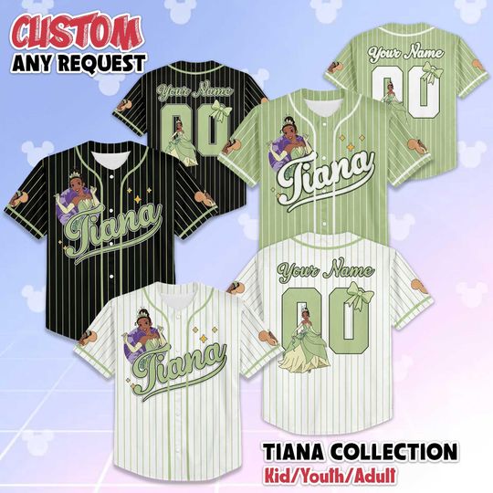 Custom Tiana Baseball Jersey, Princess and the Frog Matching Outfit