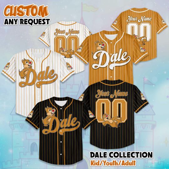 Discover Personalized Dale Baseball Jersey, Disney Chip and Dale Jersey, Matching Disney Trip Outfit, Disneyland Baseball Team Outfit, Gift for Fan