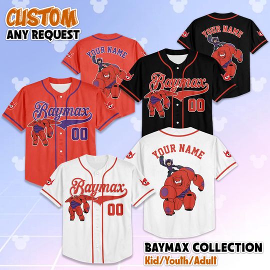 Custom Big Hero 6 Baymax Baseball Jersey, Disney Big Hero 6 Shirt, Disney Family Matching Outfit, Gift for Fans