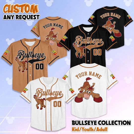 Discover Custom Bullseye Baseball Jersey, Disney Toy Story Baseball Shirt, Matching Disney Trip Outfit, Disney Birthday Gift