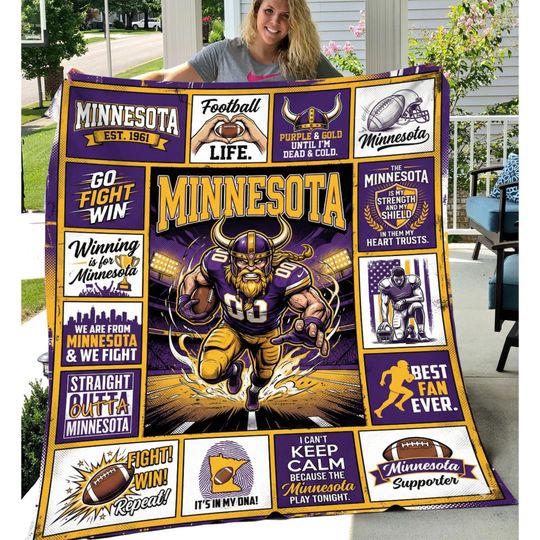 Discover Minnesota Football Fan Blanket, 50x60 Velveteen Plush Throw
