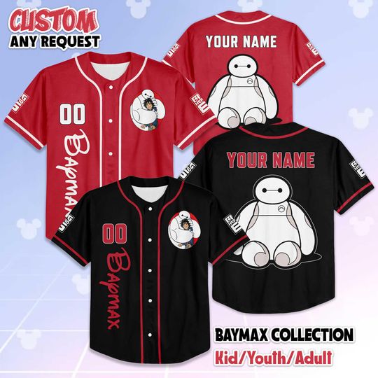 Personalized Baymax Collection Baseball Jersey, Disney Big Hero 6 Shirt, Disney Family Matching Outfit, Gift for Fans