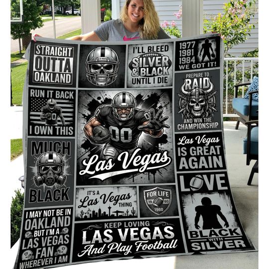 Discover Las Vegas Football Fan Blanket, 50x60 Velveteen Plush Throw