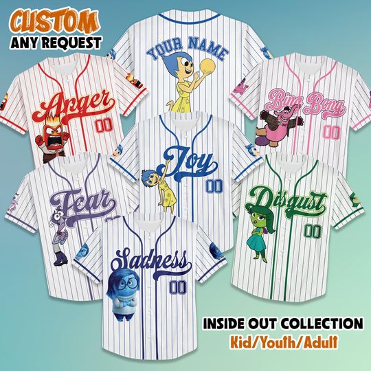 Discover Custom Inside Out Collection Baseball Jersey, Disney Characters Baseball Jersey, Gift, Disney Inside Out 2 Jersey