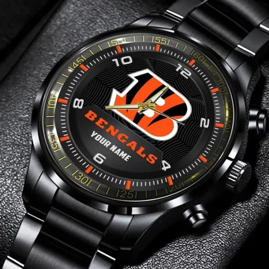 Discover Bengals Men's Stainless Steel Band Watch