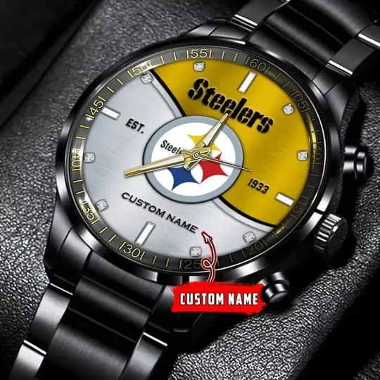 Discover Steeler Personalized Black Stainless Steel Watch for Fans