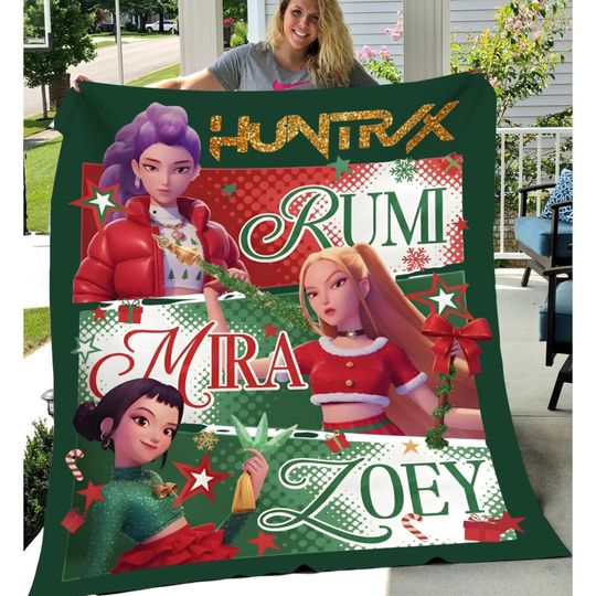 Discover Huntrix Christmas Blanket, Anime Character Gift for Girls