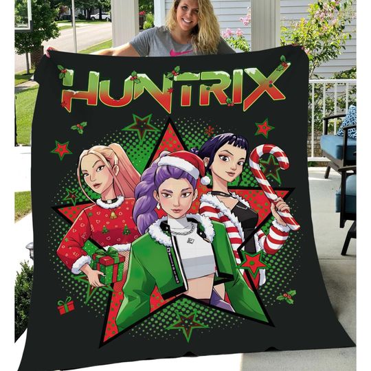 Discover Huntrix Christmas Blanket, Anime Christmas Gift for Girls