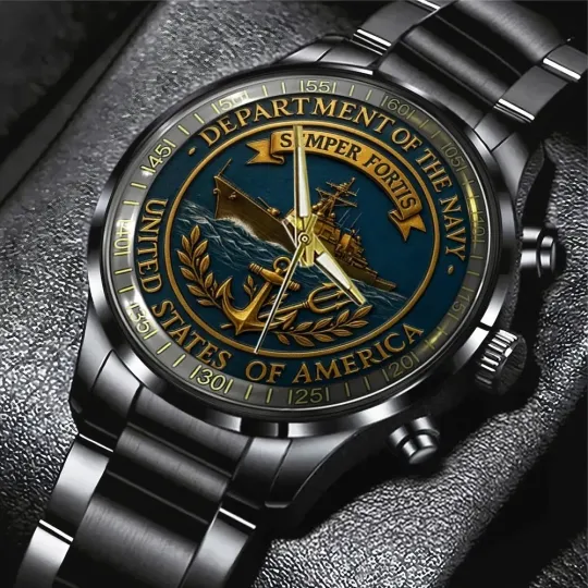 US Navy Black Stainless Steel Watch