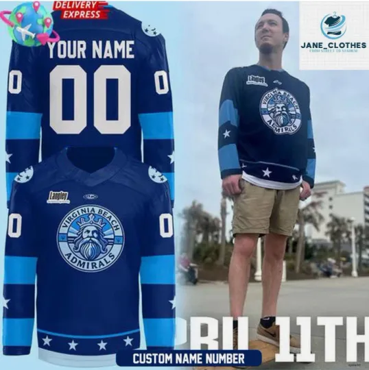 Discover Personalized Admirals 2025 Virginia Beach Hockey Jersey Gift For Christmas