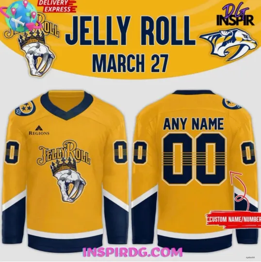 Discover Personalized Nashville x Jelly Roll 2025 Hockey Jersey Gift For Christmas