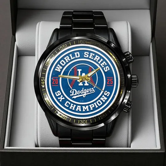Discover Los Angeles Dodger World Series 2025 Black Stainless Steel Watch