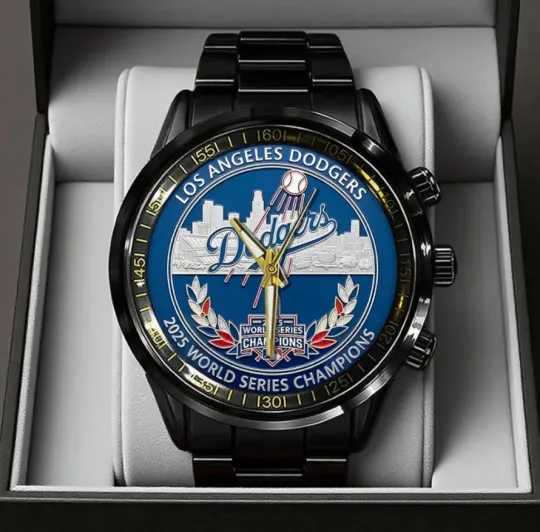 Discover Los Angeles Dodger World Series 2025 Black Stainless Steel Watch