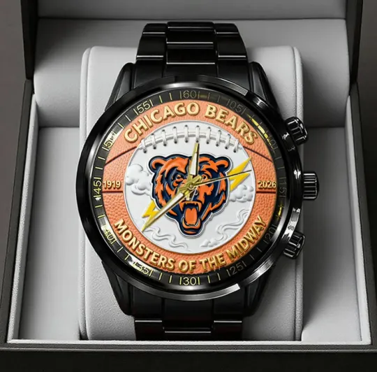 Chicago Bears 107th Anniversary 2026 Black Stainless Steel Watch