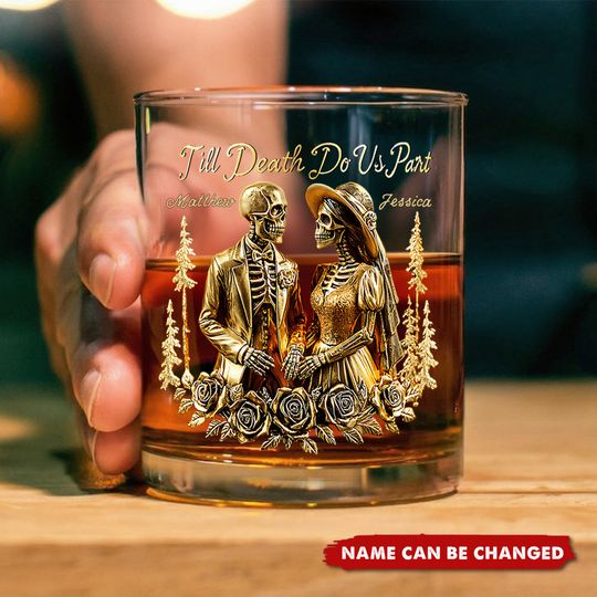 Discover Till Death Do Us Part - Personalized Skull Whiskey Glass