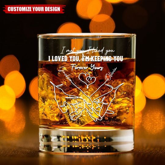 Discover Love Is The Flower - Couple Personalized Custom Whiskey Glass