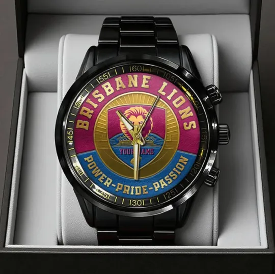 Discover Personalized Brisbane Lions Black Stainless Steel Watch
