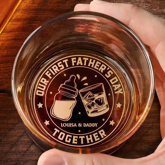 Discover Our First Father's Day Together - Personalized Engraved Whiskey Glass